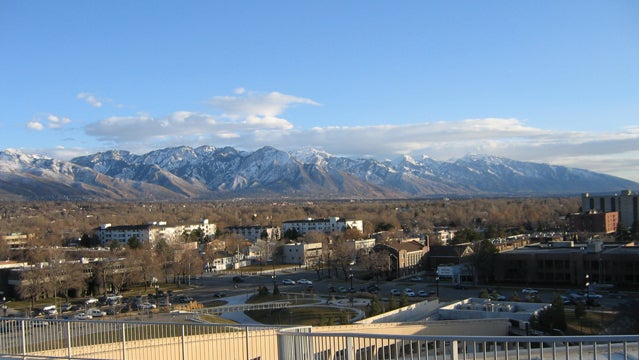 View of the Wasatch Range from the Salt Lake City Public Library.