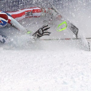 Lindsey Vonn crashes in Schladming, Austria.