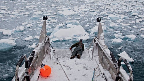 Lindquist stalks his prey on the icy sea.