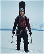 "I just want to swing 'em": Koch in full quest mode at Jackson Lake, in Grand Teton National Park, not far from the site of his near-fatal avalanche accident in 1998