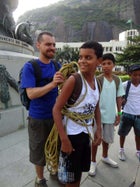 Eduardo "Ducha" Pacheco with a group of students