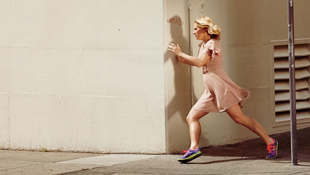 Dress by Bar III ($79); Minimus 10v2 Trail shoes by New Balance ($110)