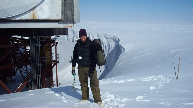 Jason Box at the abandoned DYE-2 station May 2003.