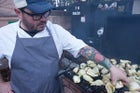 Sean Brock pinching the fennel.