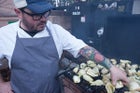 Sean Brock pinching the fennel.