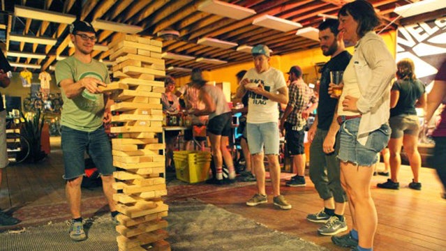 Jenga at the Portland Bike Polo jenga portland oregon velo cult bike shop