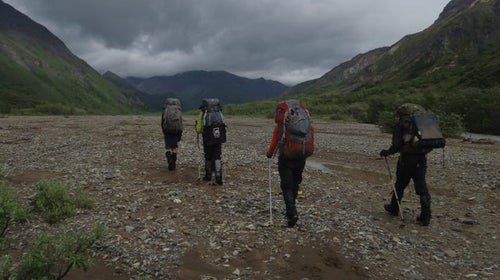 NOLS students hiking in the Talkeetna Mountains, Alaska