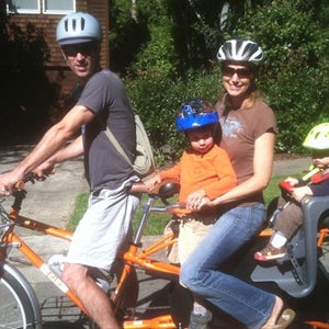 The author and family, off on another carless family adventure