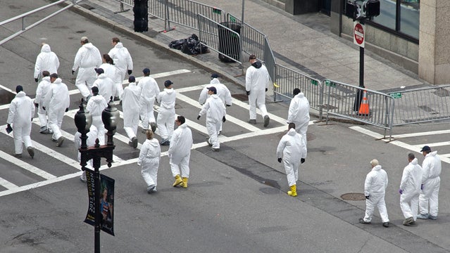 boston marathon memorial hazard material suits