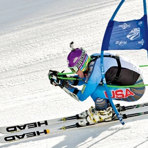 Ted Ligety training mammoth mountain ski area gates downhill