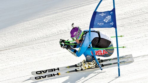 Ted Ligety training mammoth mountain ski area gates downhill