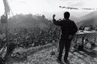 Maoist commander Sanktimon, aka Comrade Strong Man, declares a shadow government before 10,000 cheering supporters at the rally in Babhang. Moments later, he dragged the author onstage to address the crowd.