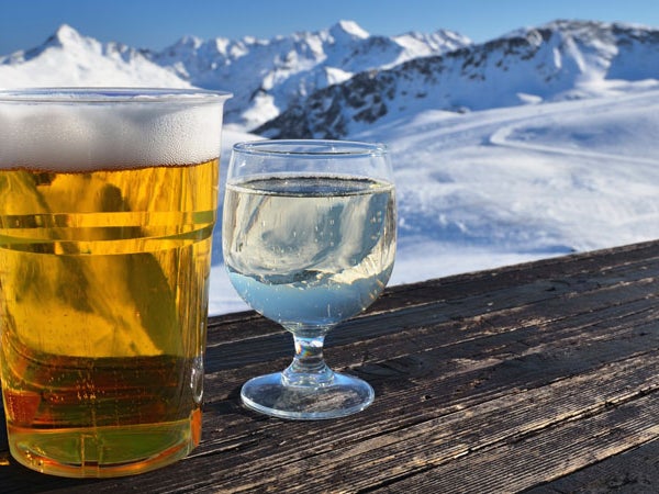 two glasses with beer and white wine