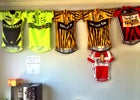 A few of Mr. Africa's winning jerseys.