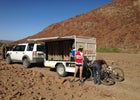 The mobile mountain-bike safari wagon in action.