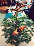 Tis' the season. ϳԹ's mini Christmas tree, flown in straight from Oregon!