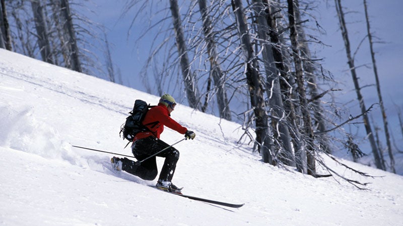 Person skiing in the mountains.