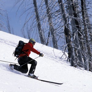 Person skiing in the mountains.