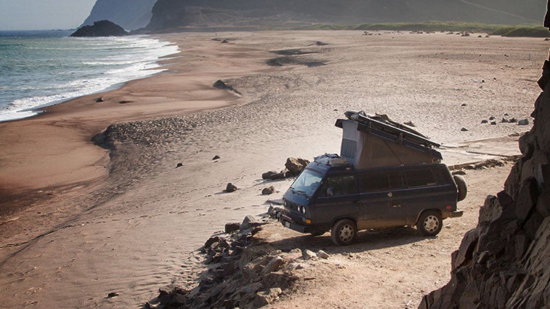The Harteau van on the beach in Chile.