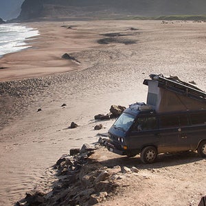 The Harteau van on the beach in Chile.
