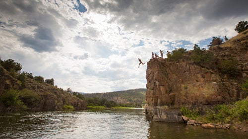 Cliffs Colorado Colorado river Float Fun High Jumping Pump House Radium Radium Hot Springs Rafting Rancho Del Rio Rocks Scramble Summer Woman Viewfinder OutsideOnline