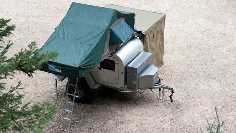 This sturdy trailer will get you to just about any campsite.