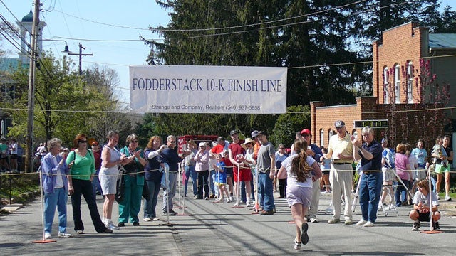 A young runner finishes the 2009 Fodderstack 10K in Washington, Virginia.