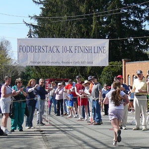A young runner finishes the 2009 Fodderstack 10K in Washington, Virginia.
