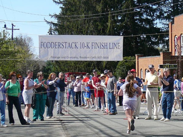 A young runner finishes the 2009 Fodderstack 10K in Washington, Virginia.