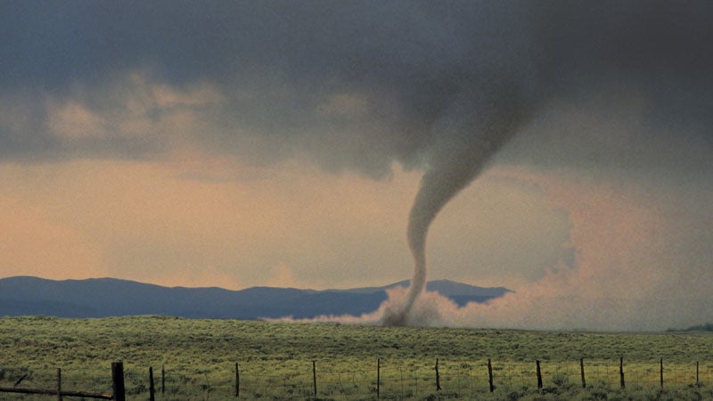 Storm chaser records video inside twister