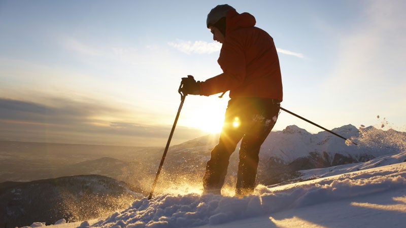 skier sunset