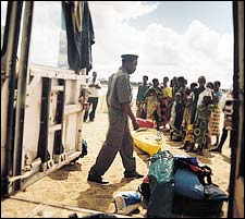 Packing up near the confluence of Lugenda and Ruvuma rivers.