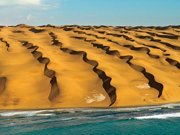 Coastal sand dunes in Namibia.