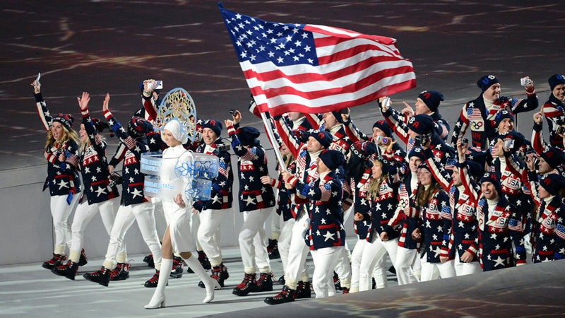 Team USA at the Opening Ceremony in Sochi.