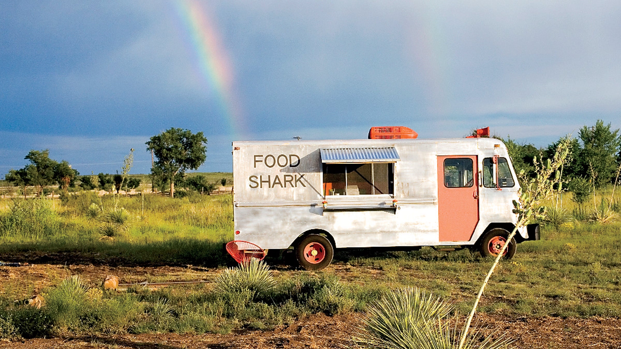 Food Shark in Marfa, Texas boasts "Mediterranean-by-way-of-West-Texas food".
