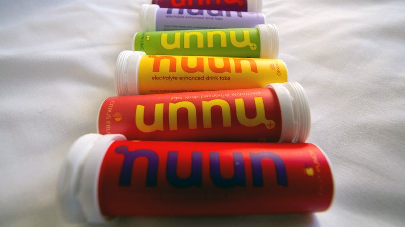 Nuun's lineup of electrolyte tabs, their original product. Now the company is branching out to energy products as well.