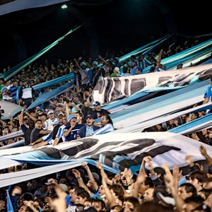 Fans of the team Racing at a Ma Buenos Aires.