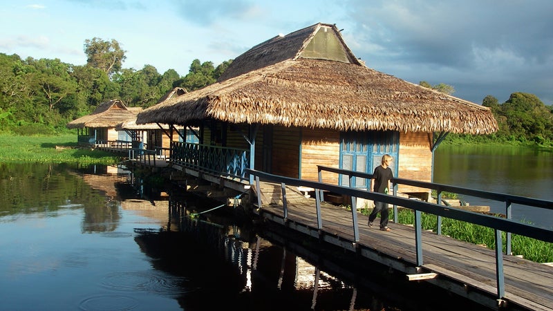 The cabins at Uacari Lodge, in the Mamiraua Eco Reserve.