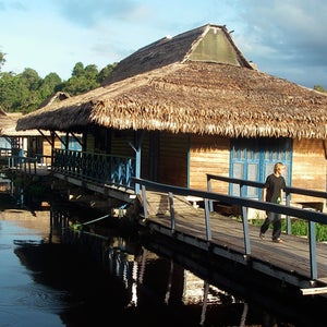 The cabins at Uacari Lodge, in the Mamiraua Eco Reserve.