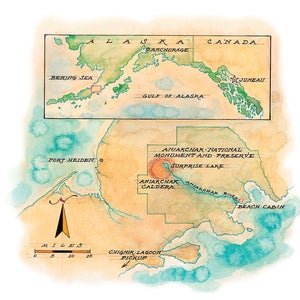 No roads lead to Aniakchak, and the easiest way to get there involves hiking and rafting. Alaska Alpine Adventures leads 12-day trips to the area every summer