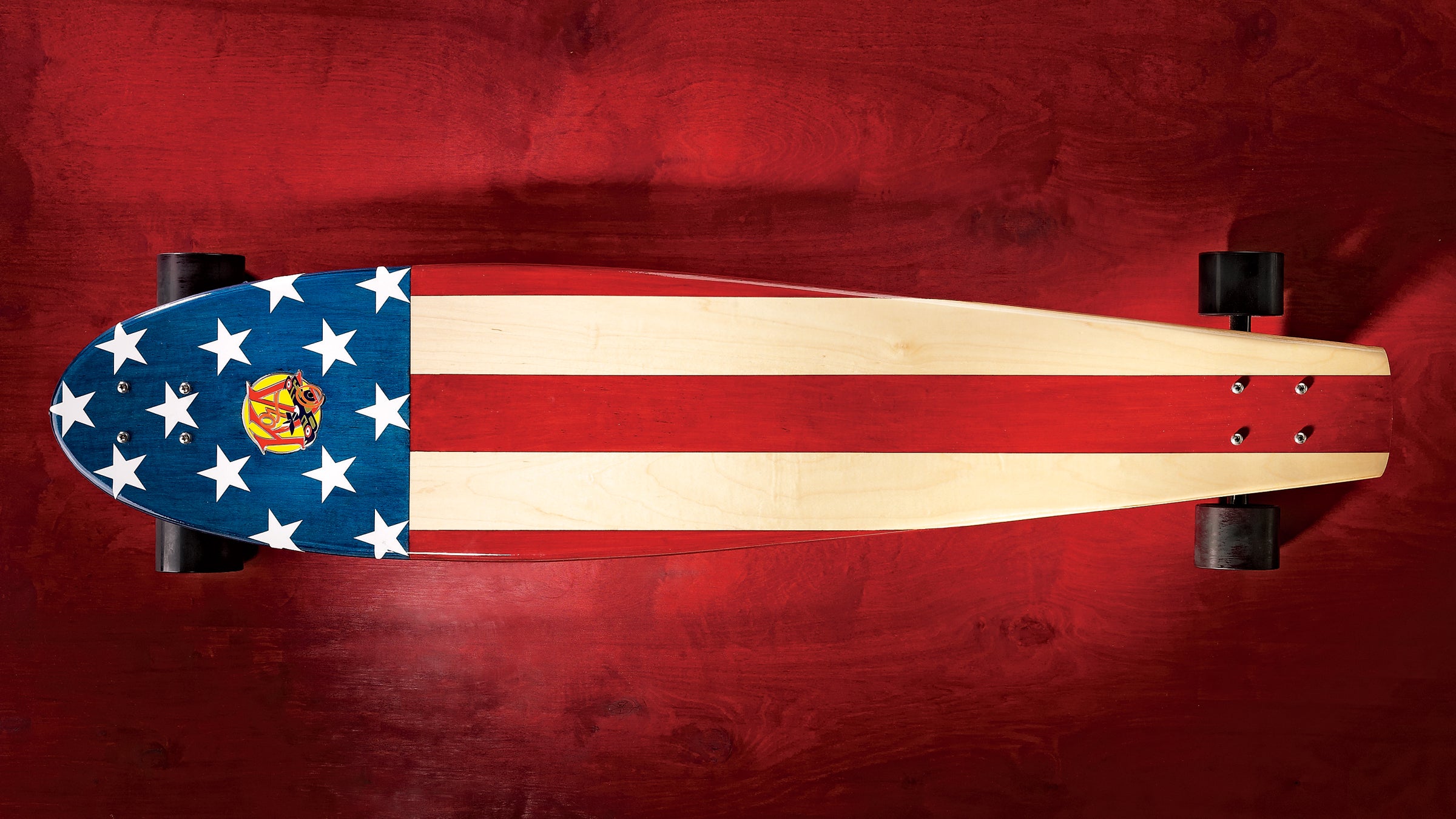 Stars and stripes shined up right.