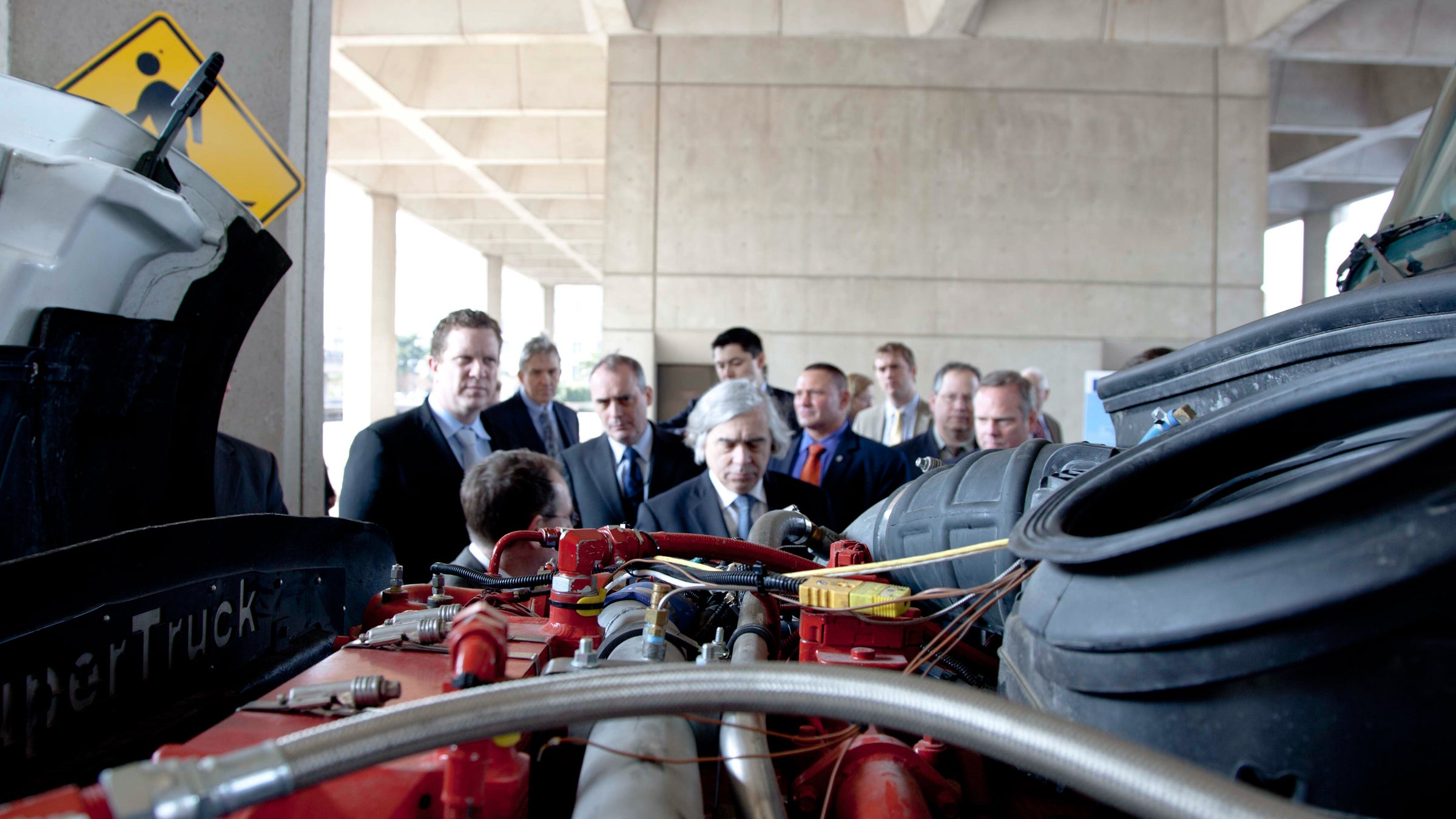 Dr. Moniz peers into the belly of the beast (also known as the energy-efficient SuperTruck).