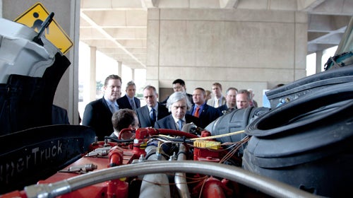 Dr. Moniz peers into the belly of the beast (also known as the energy-efficient SuperTruck).
