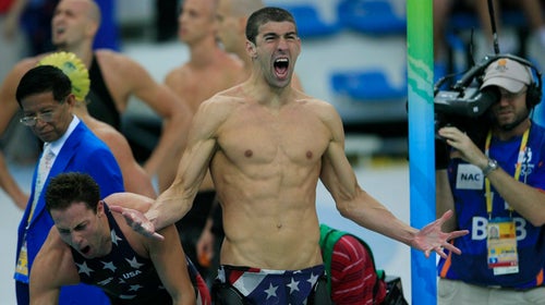 china chinese olympic olympics swimming relay michael phelps swimmer gold world record summer olympics indoors pool one piece athlete excitement cheer happy