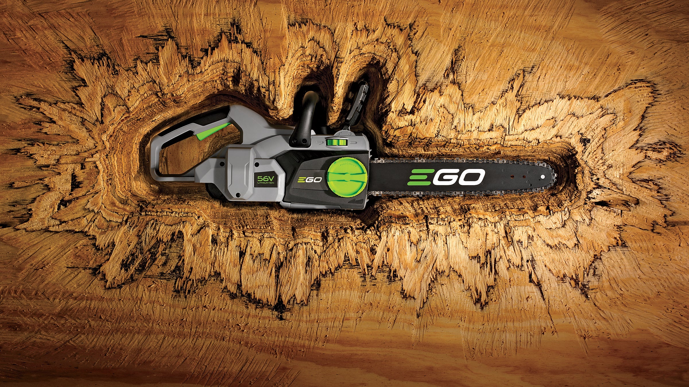 The Ego Power+ chainsaw is heavy on the power and light on the unpleasant air pollution.