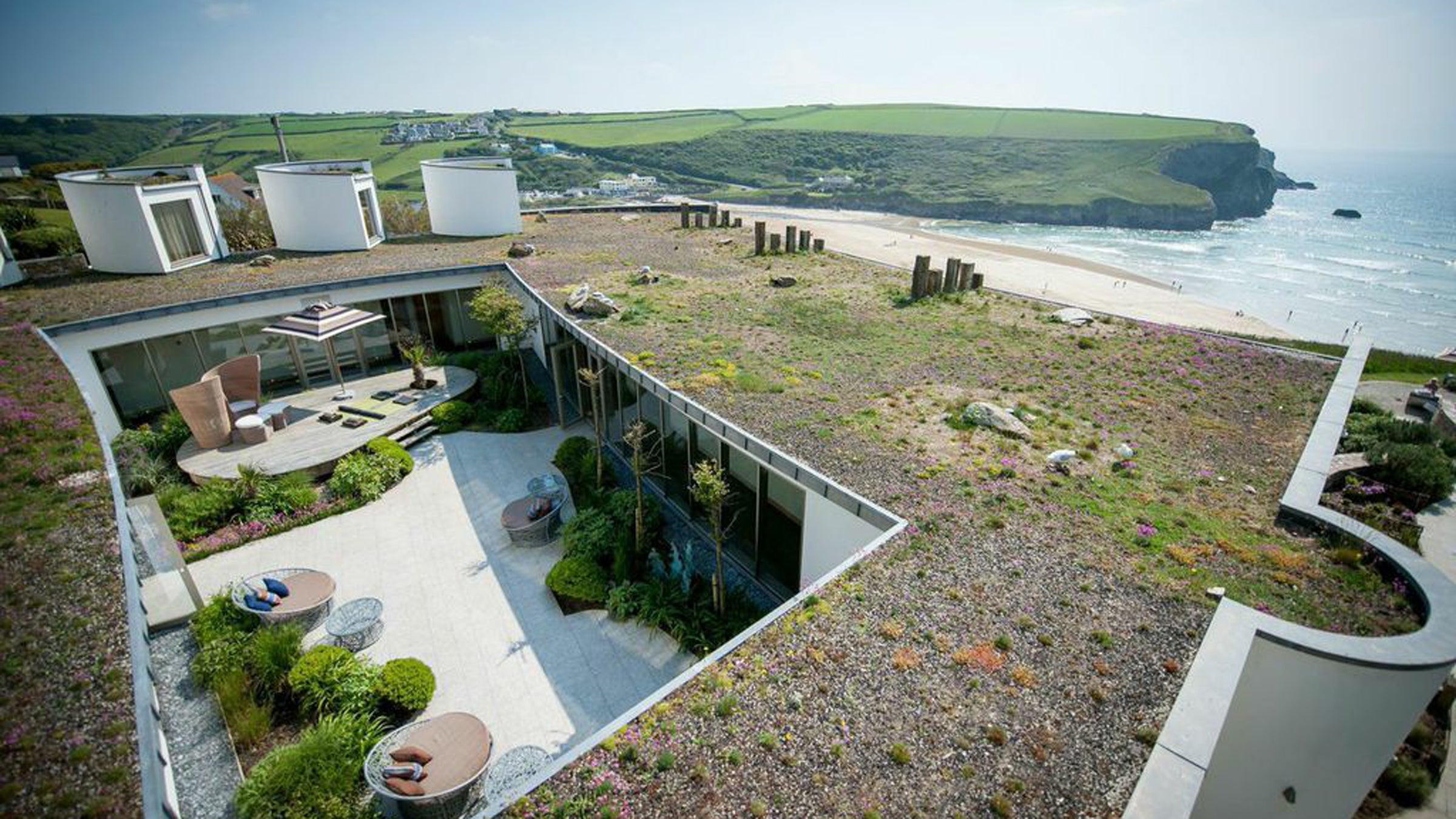 Red Hotels ecolodge England Scarlet Hotel seaside crag southwest England Magwan Porth ocean view pod relaxation room Tom Hunter chef luxury hotel British surfing britain