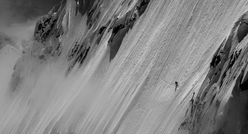 Andreas Fransson finding a steep line on the Pain de Sucre near Chamonix, France in 2013.