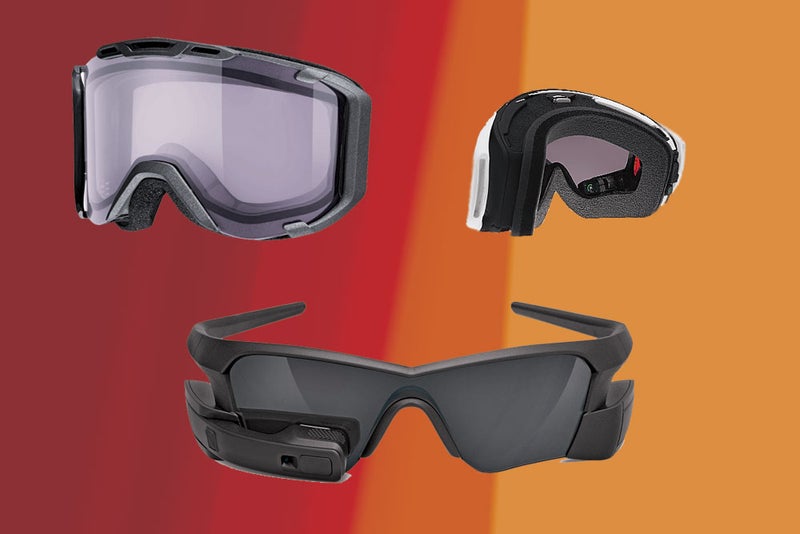 Clockwise from top left: Oakley Airwave 1.5; Uvex Snowstrike VT; Recon Instruments Jet.