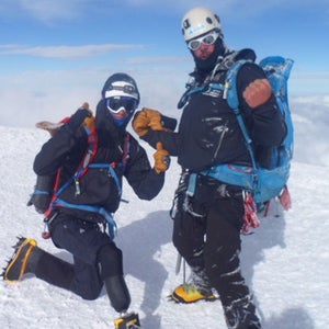 Medvetz (right) and SSgt. Lindville (left) climb South American peak Cotopaxi.