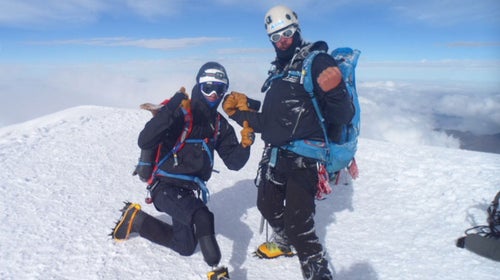 Medvetz (right) and SSgt. Lindville (left) climb South American peak Cotopaxi.